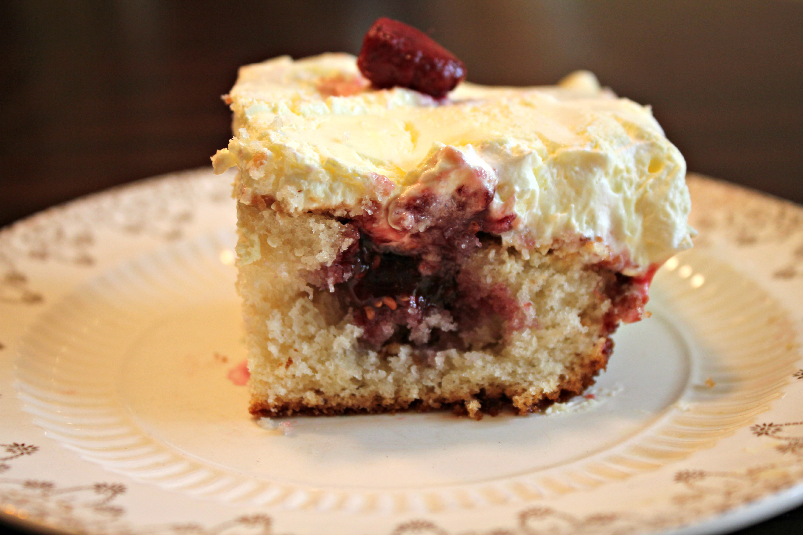 Raspberry Lemon Poke Cake